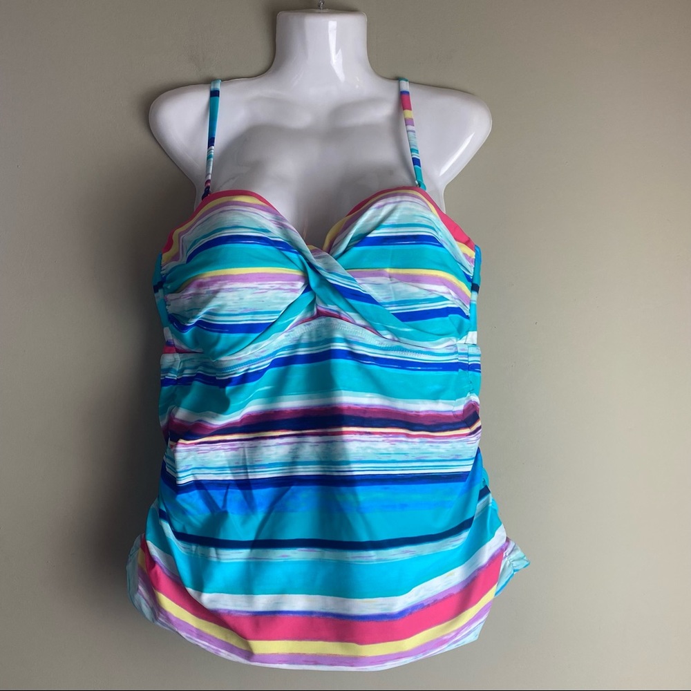 2Bamboo Tankini Tummy Control Multi Color Top - Picture 2 of 7